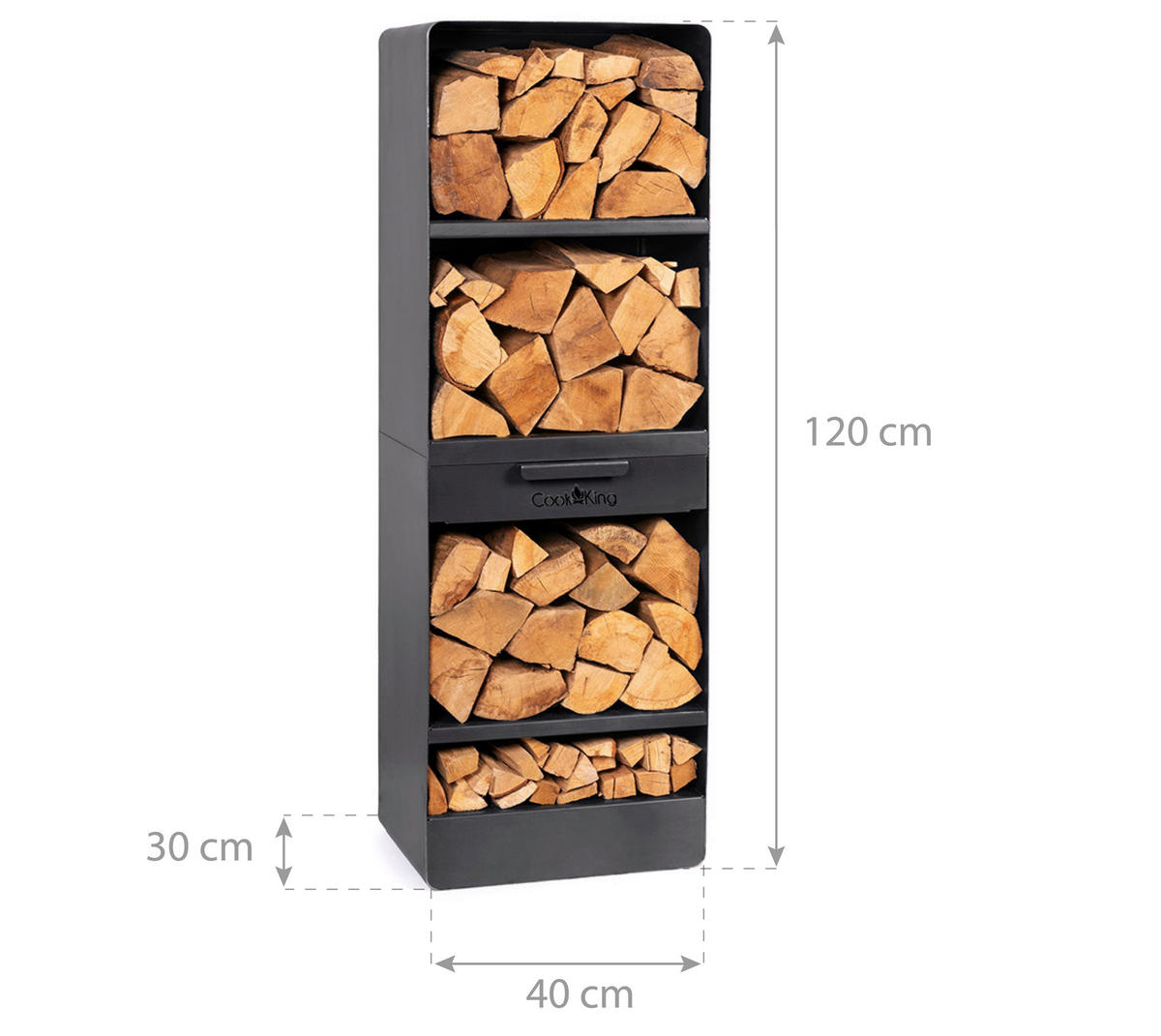 CookKing Kaminholzregal Vento schwarz B/H/T: ca. 40x120x30 cm Vento - schwarz (40,00/120,00/30,00cm) - CookKing