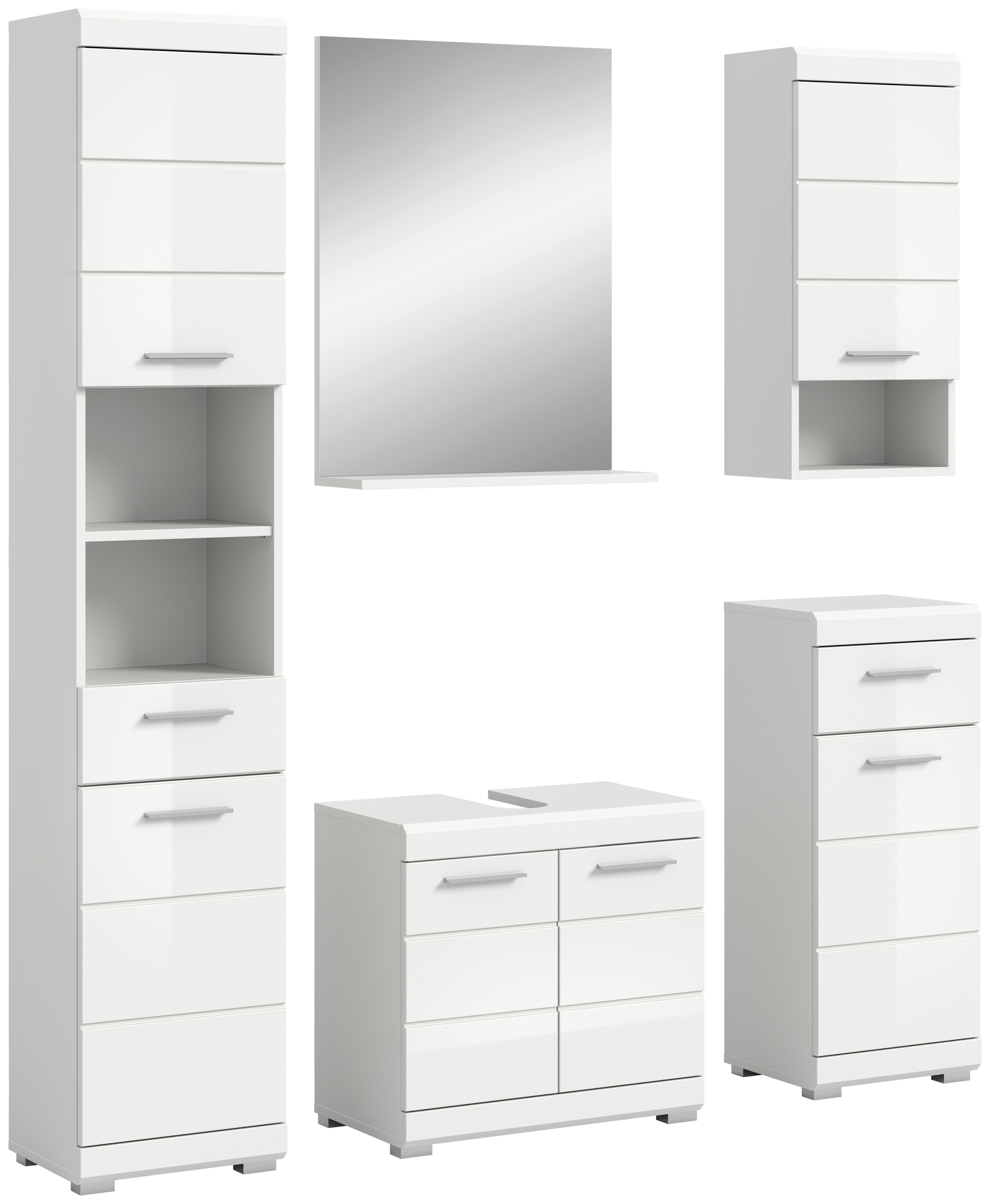 Badezimmer-Set Scout weiß weiß Hochglanz B/H/T: ca. 164x191x34 cm Scout - weiß (164,00/191,00/34,00cm) - xonox.home