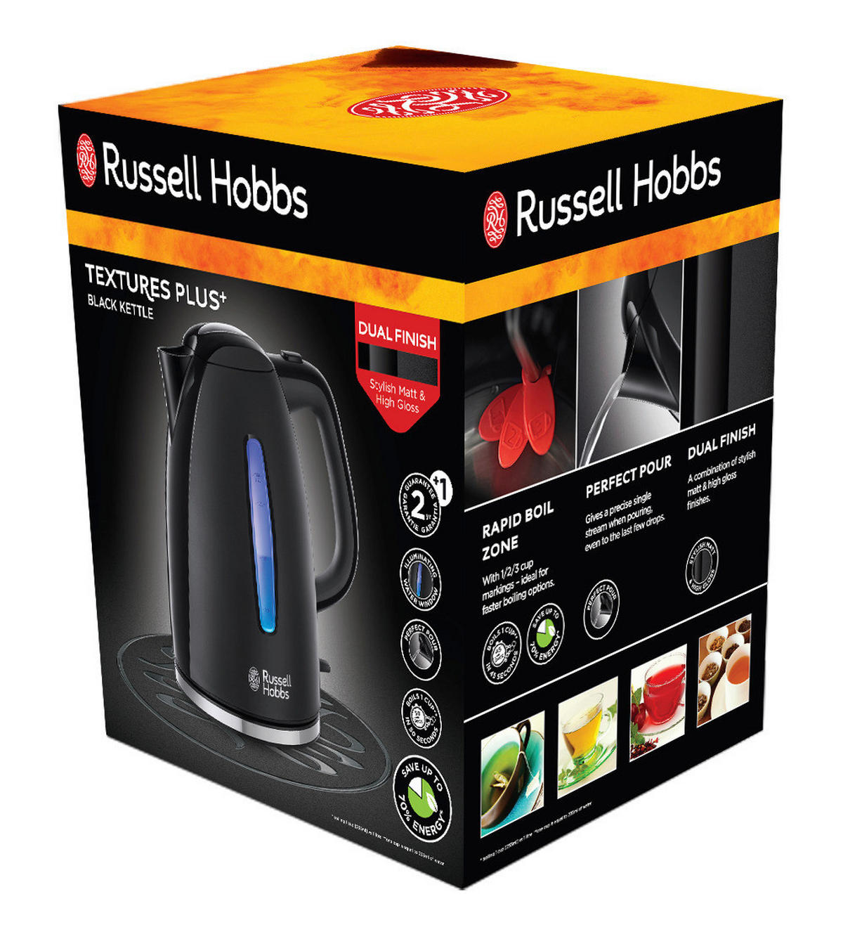 Russell Hobbs Wasserkocher 23326016002 schwarz Kunststoff B/H/T: ca. 20,8x23,8x16 cm ca. 1,7 l Wasserkocher_Textures_22591-70 - schwarz (20,80/23,80/16,00cm) - Russell Hobbs