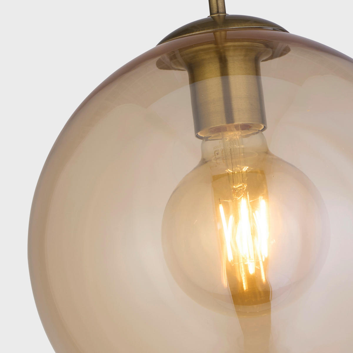 Searchlight Pendelleuchte messing Stahl Glas B/H/L/D: ca. 25x120x25x25 cm E27 1 Brennstellen Balls - messing (25,00/25,00/120,00cm) - Searchlight