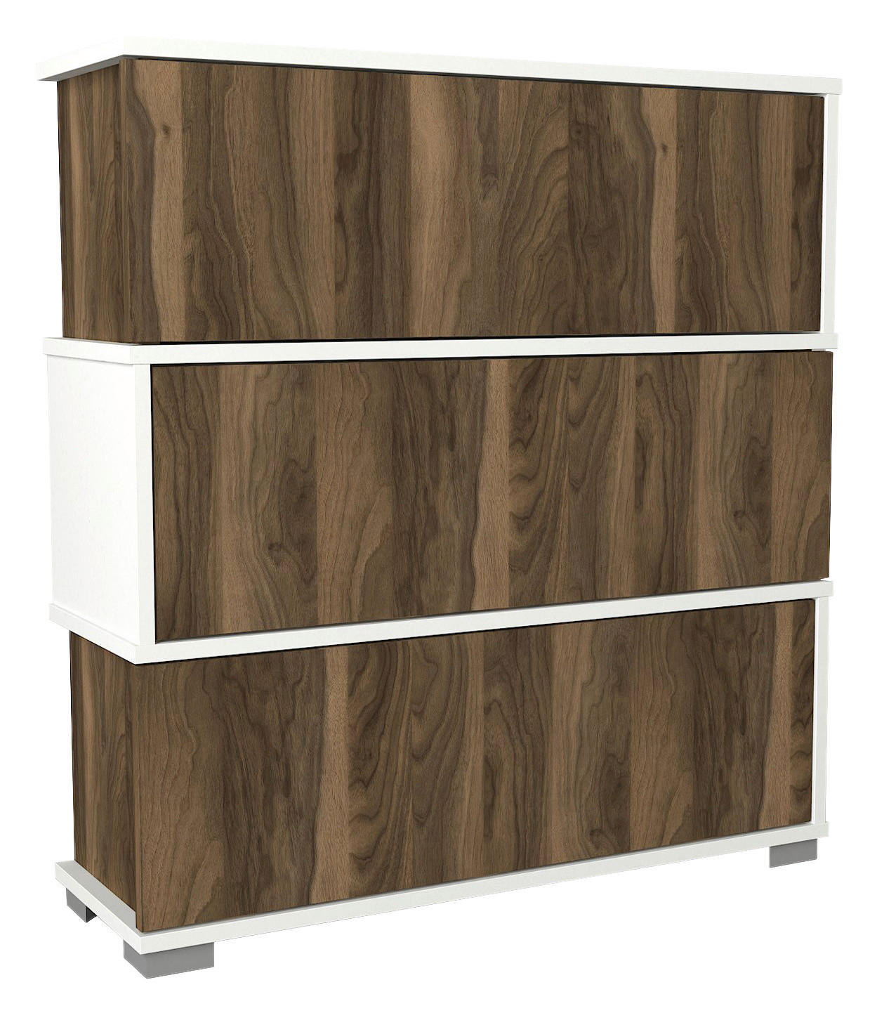 Schuhschrank Napolyon weiß walnuss Nachbildung B/H/T: ca. 90x93x30 cm Napolyon - weiß/walnuss (90,00/93,00/30,00cm) - moebel17