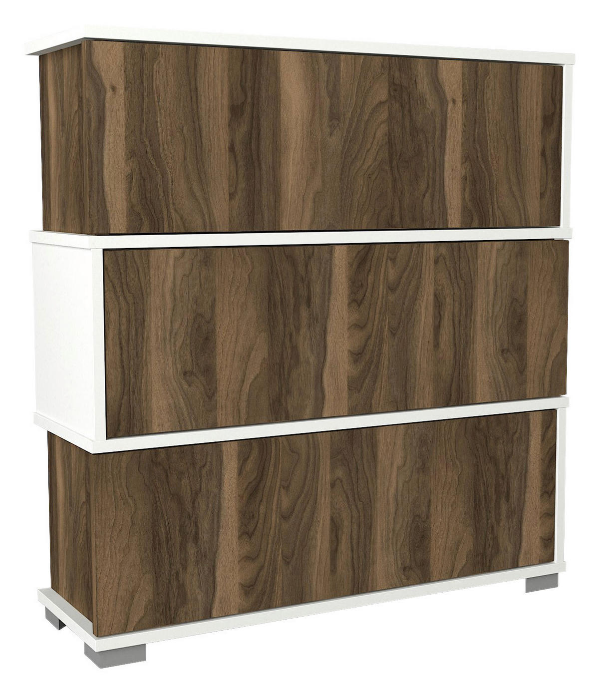 Schuhschrank Napolyon weiß walnuss Nachbildung B/H/T: ca. 90x93x30 cm Napolyon - weiß/walnuss (90,00/93,00/30,00cm) - moebel17