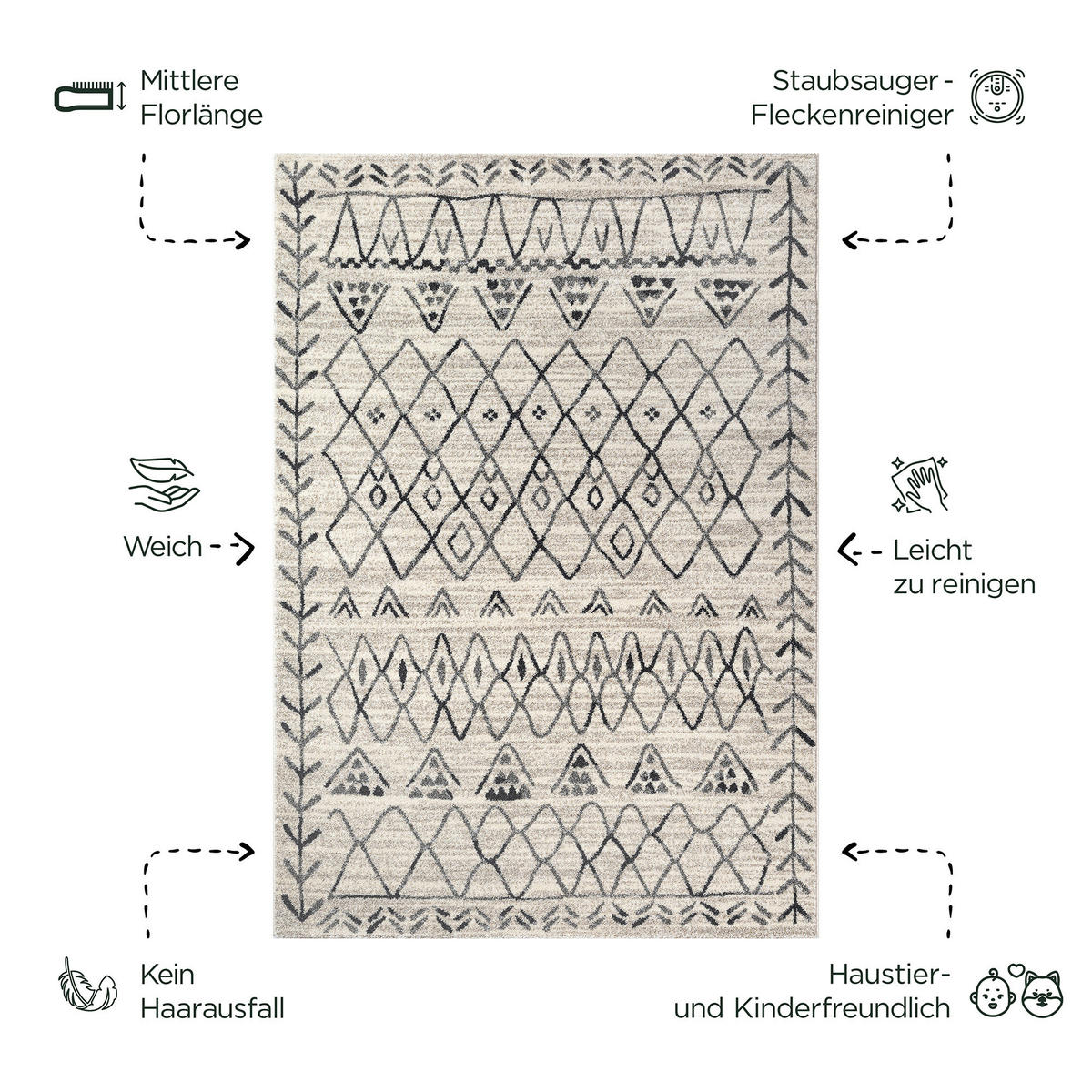 Sanat Teppich creme B/L: ca. 200x80 cm Teppich_Boho_8200_80x200 - creme (200,00/80,00cm) - Sanat