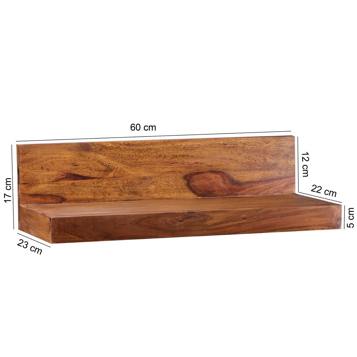 Wandregal natur B/H/T: ca. 60x17x23 cm Wandregal - natur (60,00/17,00/23,00cm) - Wohnling