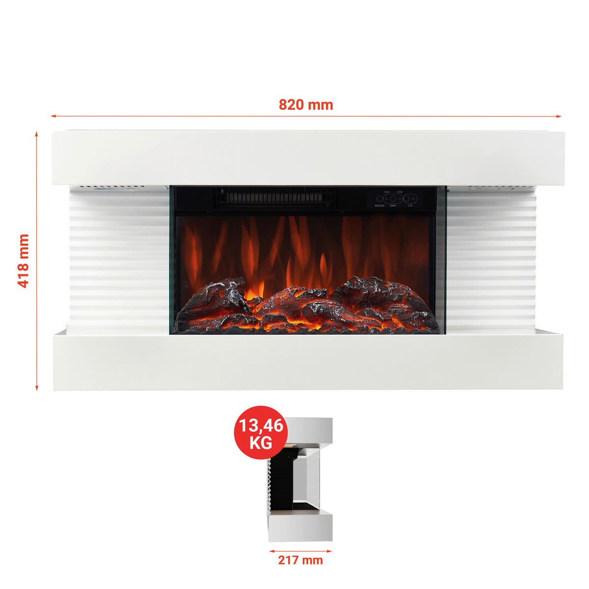 KAMINIO Elektrischer-Kamin LIZ weiß Metall B/H/T: ca. 82x41,8x21,7 cm ca. 2000 W LIZ - weiß (82,00/41,80/21,70cm) - KAMINIO