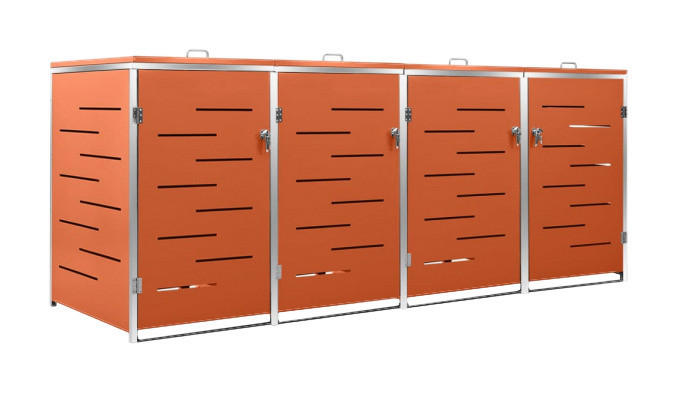 VidaXL Mülltonnenbox orange B/H/T: ca. 276,5x112,5x77,5 cm Mülltonnenbox - orange (276,50/112,50/77,50cm) - VidaXL