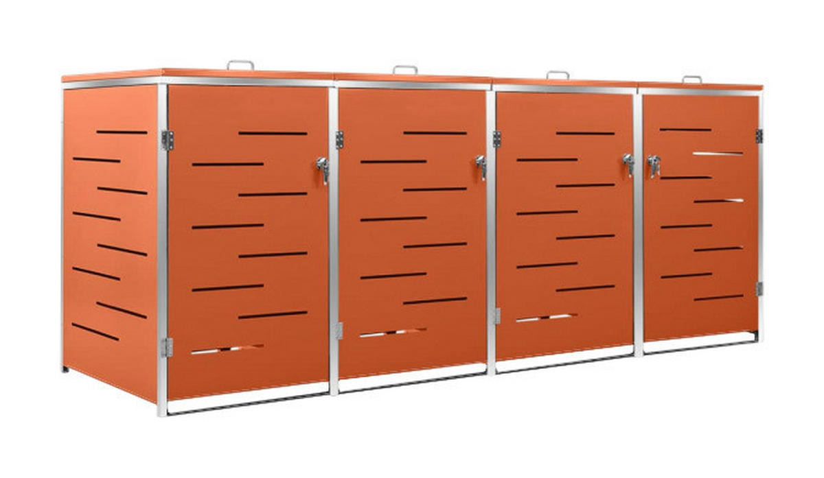 VidaXL Mülltonnenbox orange B/H/T: ca. 276,5x112,5x77,5 cm Mülltonnenbox - orange (276,50/112,50/77,50cm) - VidaXL