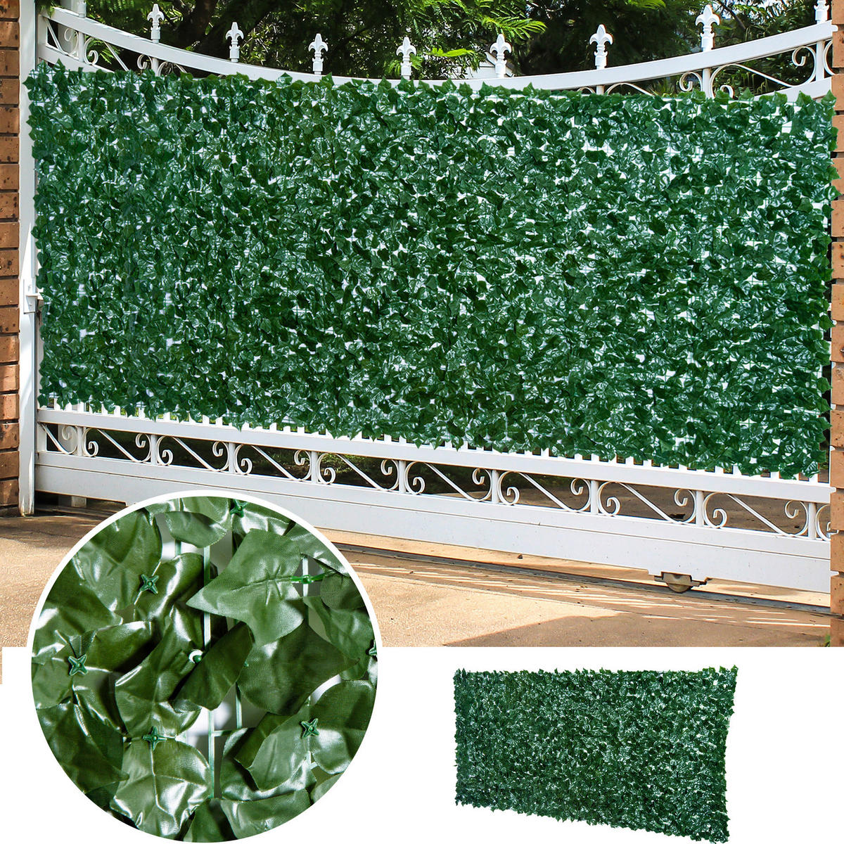 Outsunny Sichtschutzhecke dunkelgrün Stoff H/L: ca. 150x300 cm Sichtschutzhecke - dunkelgrün (300,00cm) - Outsunny