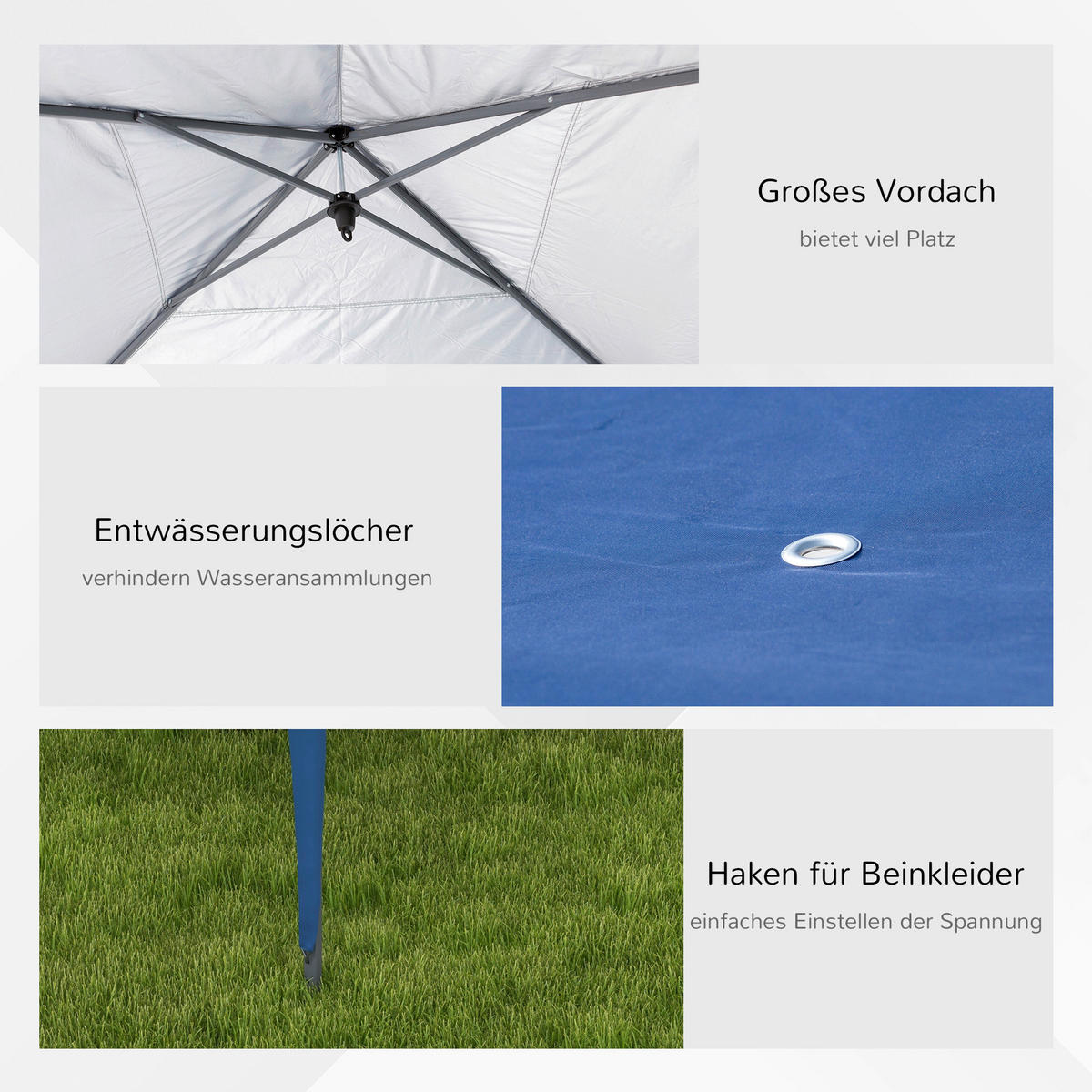 Outsunny Faltpavillon blau Polyester-Mischgewebe B/H/L: ca. 295x265x585 cm Faltpavillon - blau (585,00/295,00/265,00cm) - Outsunny