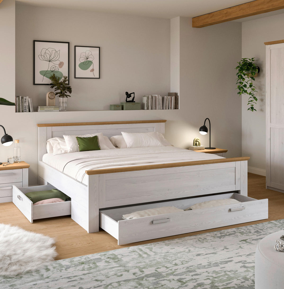 Bett VERONA Sibiu Lärche Nachbildung Eiche Artisan Nachbildung VERONA - Eiche (189,00/90,00/209,00cm) - xonox.home