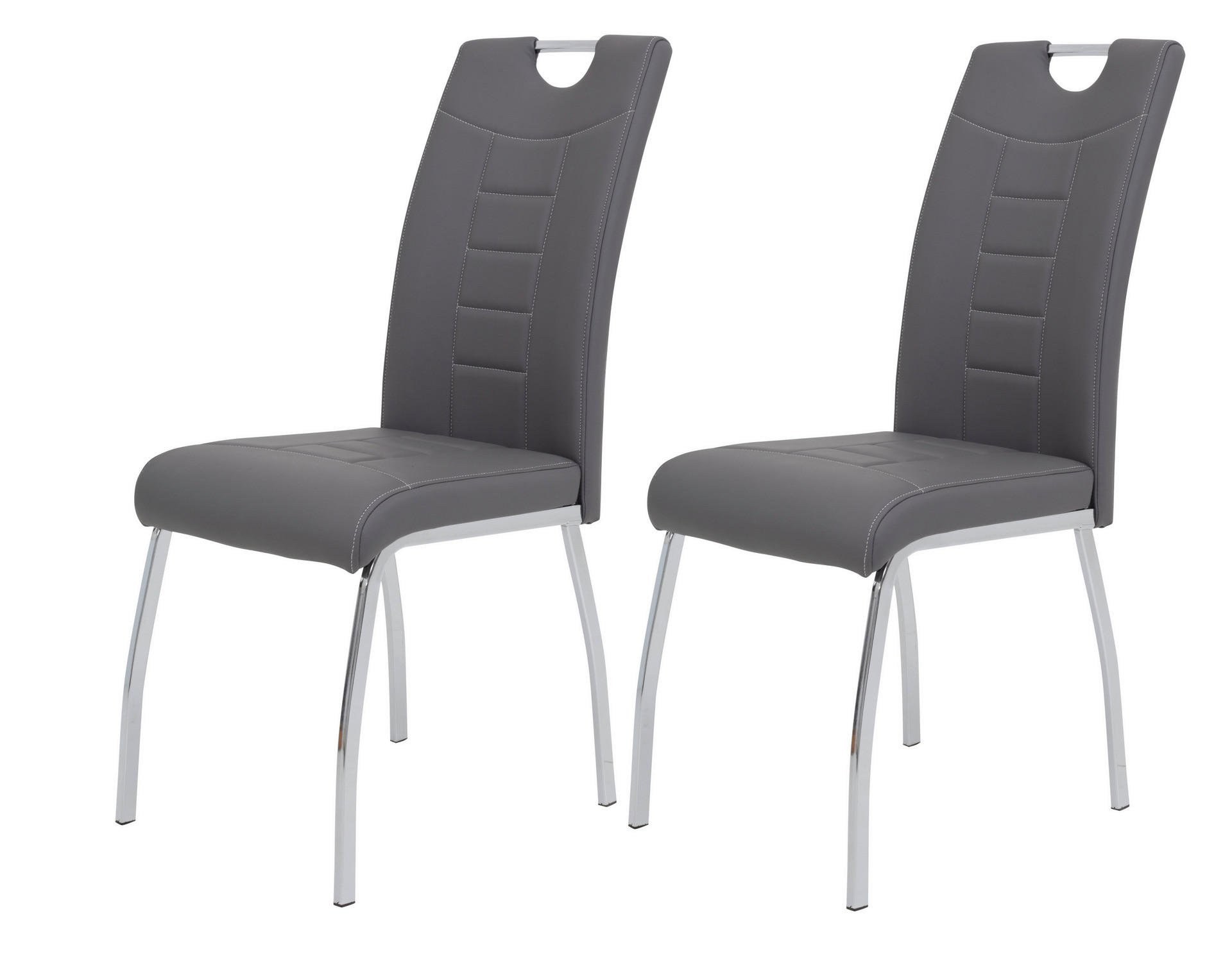 Stuhl Andrea 2er Set grau Kunstleder Metall B/H/T: ca. 43x100x64 cm Andrea 2er Set - grau (43,00/100,00/64,00cm) - Hela