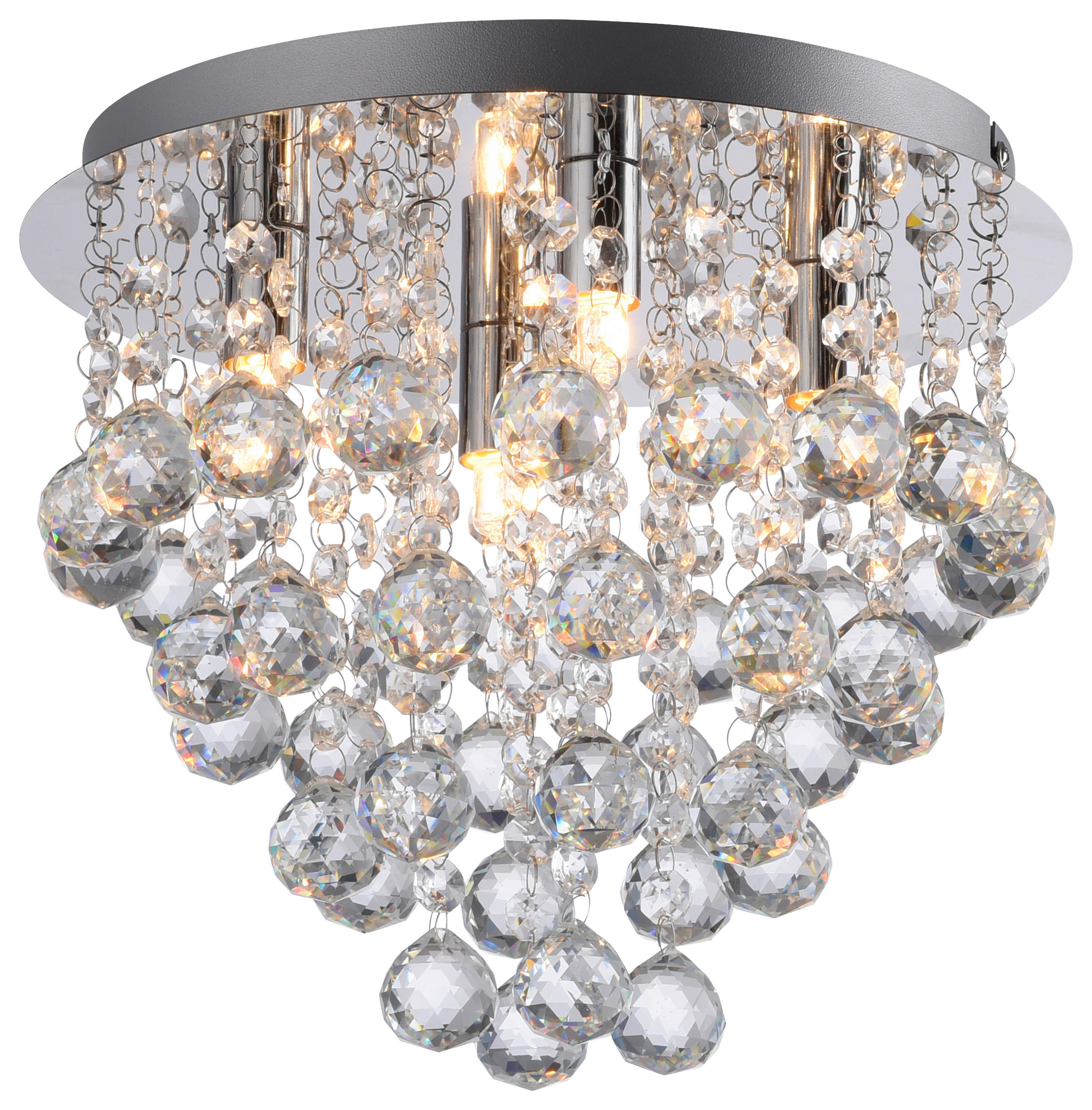 Just Light LED-Kronleuchter Chrom B/H/L: ca. 28x25x28 cm LED-Deckenleuchte_Kulunka - Chrom (28,00/28,00/25,00cm) - Just Light