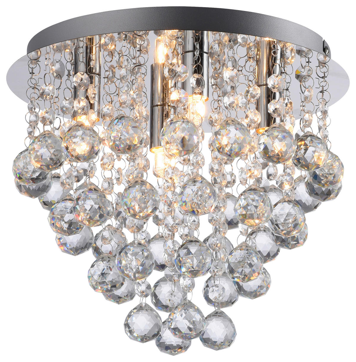 Just Light LED-Kronleuchter Chrom B/H/L: ca. 28x25x28 cm LED-Deckenleuchte_Kulunka - Chrom (28,00/28,00/25,00cm) - Just Light
