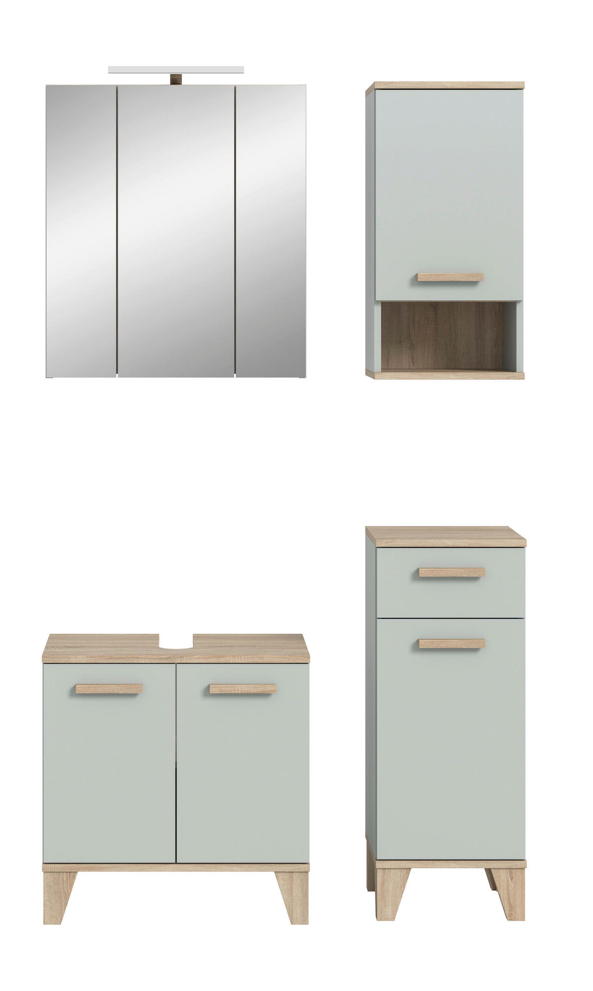 Badezimmer-Set STAR hellgrün Eiche hell Nachbildung B/H/T: ca. 109x190x34 cm STAR - hellgrün (109,00/190,00/34,00cm) - xonox.home