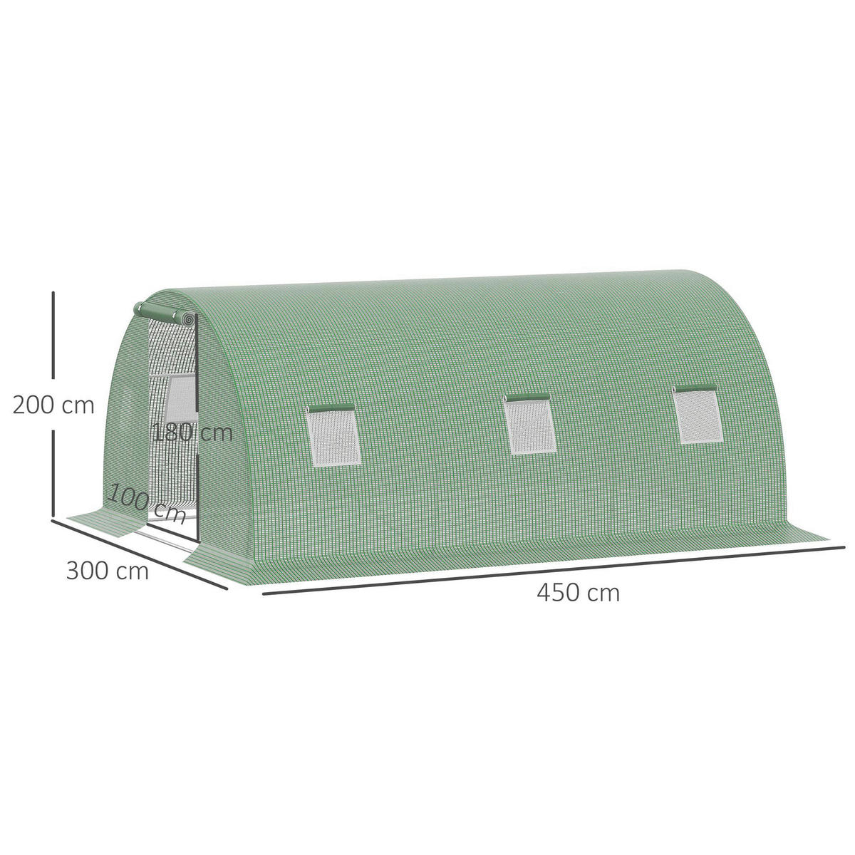 Outsunny Gewächshaus B/H/L: ca. 300x200x450 cm Gewächshaus - dunkelgrün (450,00/300,00/200,00cm) - Outsunny