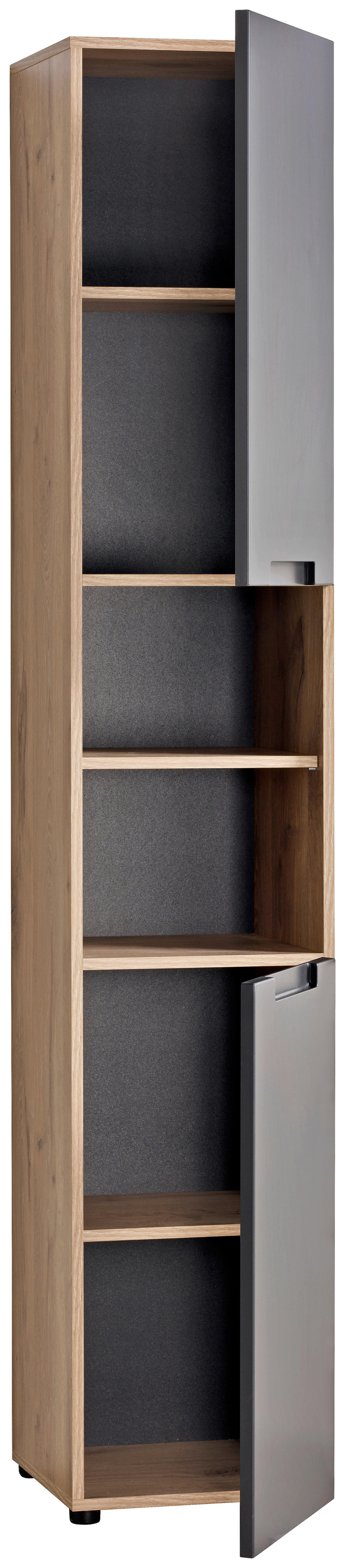Hochschrank Mailand Eiche Viking Nachbildung anthrazit B/H/T: ca. 35x190x35 cm Mailand - anthrazit (35,00/190,00/35,00cm)