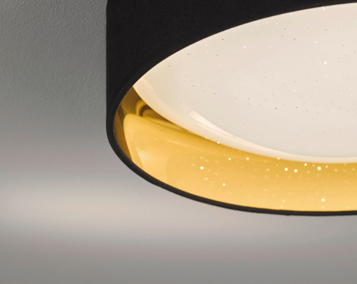 Fischer & Honsel LED-Deckenleuchte 20308 schwarz weiß gold Acryl Textil H/D: ca. 11x40 cm 1 Brennstellen Sete - gold/weiß (40,00/11,00cm) - Fischer & Honsel