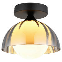 GLOBO Deckenleuchte EVA 60200108 Rauch schwarz Opal Metall Glas H/D: ca. 17,5x20 cm G9 1 Brennstellen EVA - schwarz/Opal (20,00/17,50cm) - GLOBO