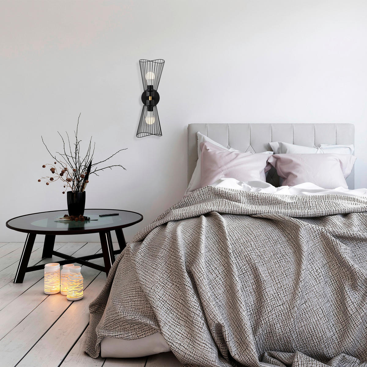 Opviq Wandleuchte schwarz Metall B/H/L: ca. 16x48x16 cm E27 1 Brennstellen Zeyno - schwarz (16,00/16,00/48,00cm) - Opviq