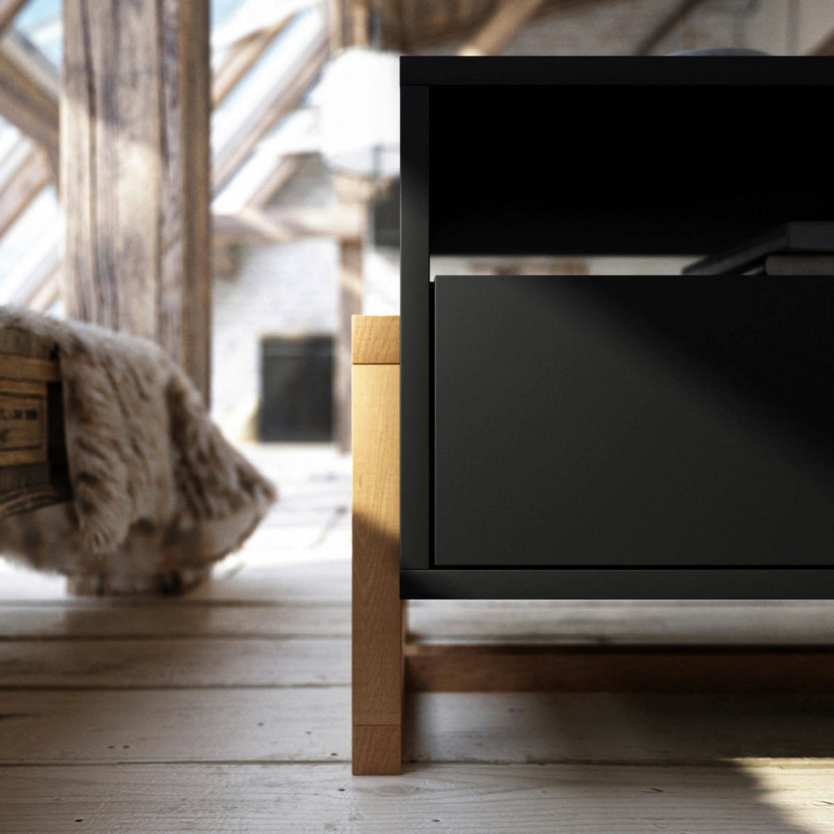 Couchtisch Oslo schwarz Eiche Nachbildung B/H/T: ca. 119,2x41,3x50 cm Oslo - Eiche/schwarz (119,20/41,30/50,00cm) - WIPMEB