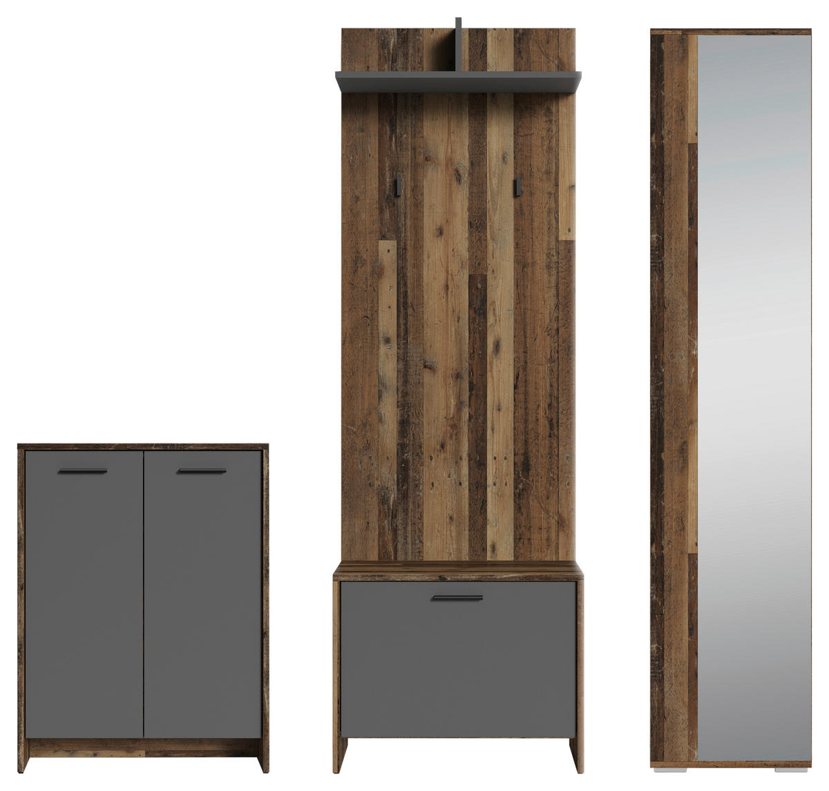 Garderobenset BEN Set 4-tlg. anthrazit BEN Set 4-tlg. - anthrazit - byLIVING