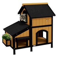 PawHut Katzen-Zubehör gelb Holz B/H/L: ca. 65x96x85,5 cm Katzenhaus - gelb (85,50/65,00/96,00cm) - PawHut
