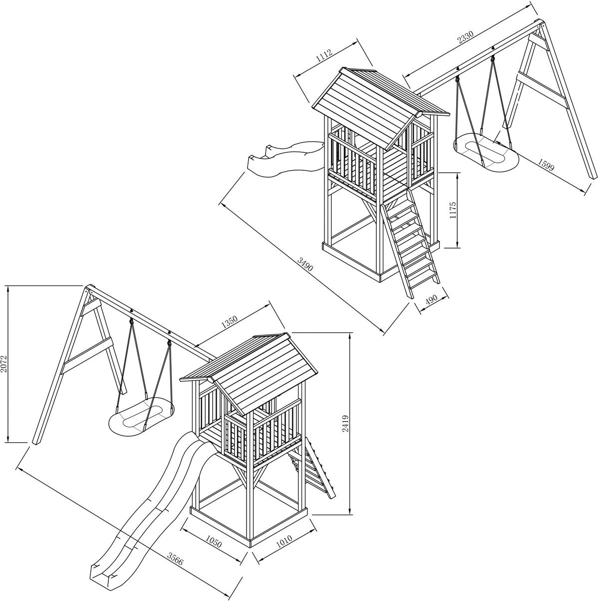 AXI Spielturm Beach Tower weiß B/H/L: ca. 357x242x349 cm Beach Tower - weiß/grau (349,00/357,00/242,00cm) - AXI