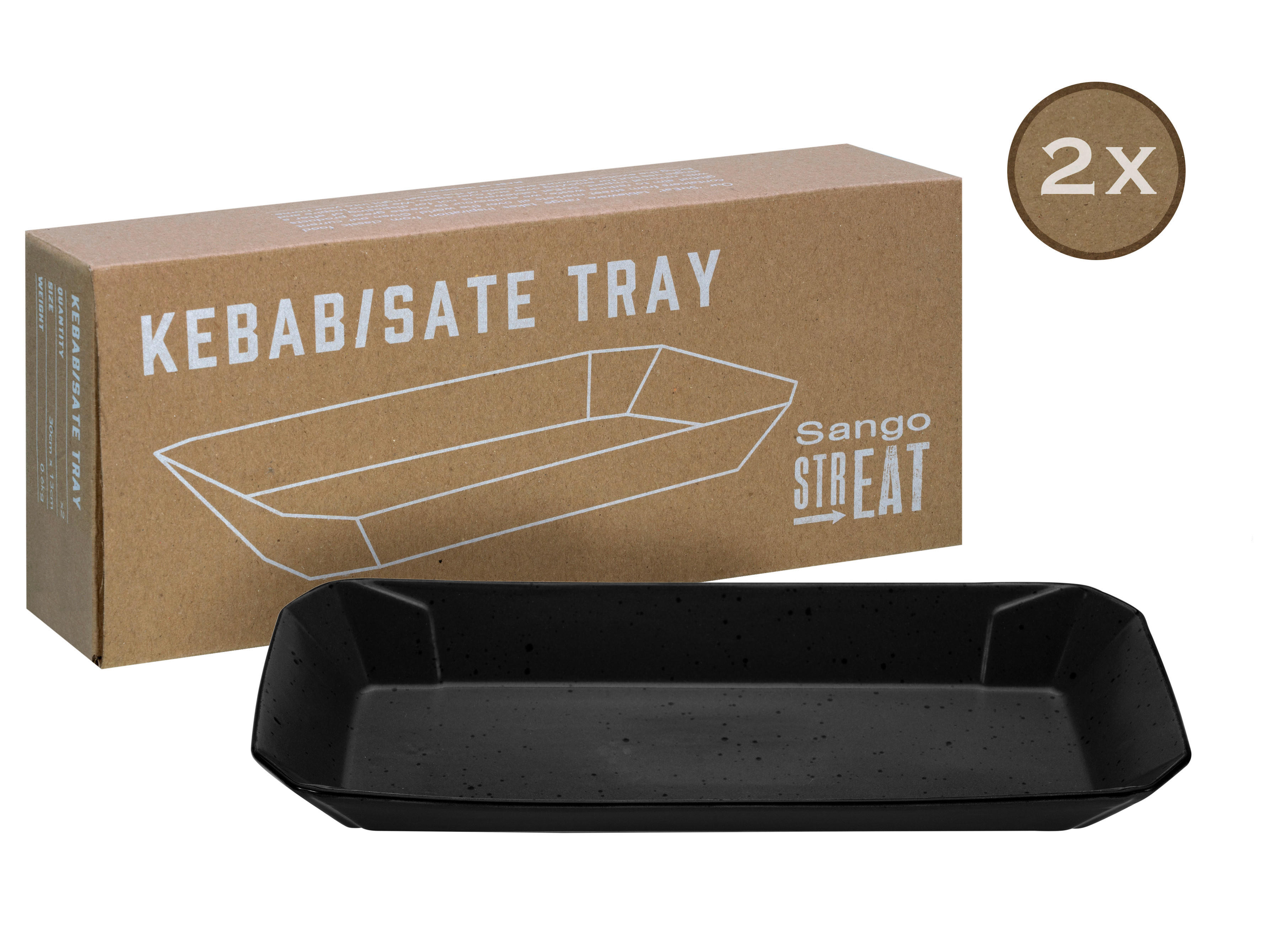 CreaTable Servierset Streat Tray Kebab/Satay schwarz Steinzeug Streat Tray Kebab/Satay - schwarz - CreaTable