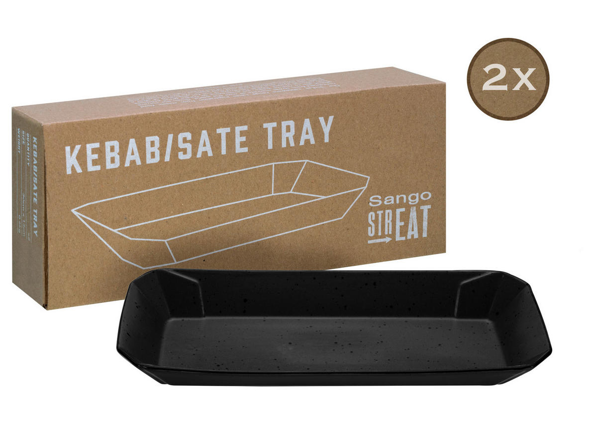 CreaTable Servierset Streat Tray Kebab/Satay schwarz Steinzeug Streat Tray Kebab/Satay - schwarz - CreaTable