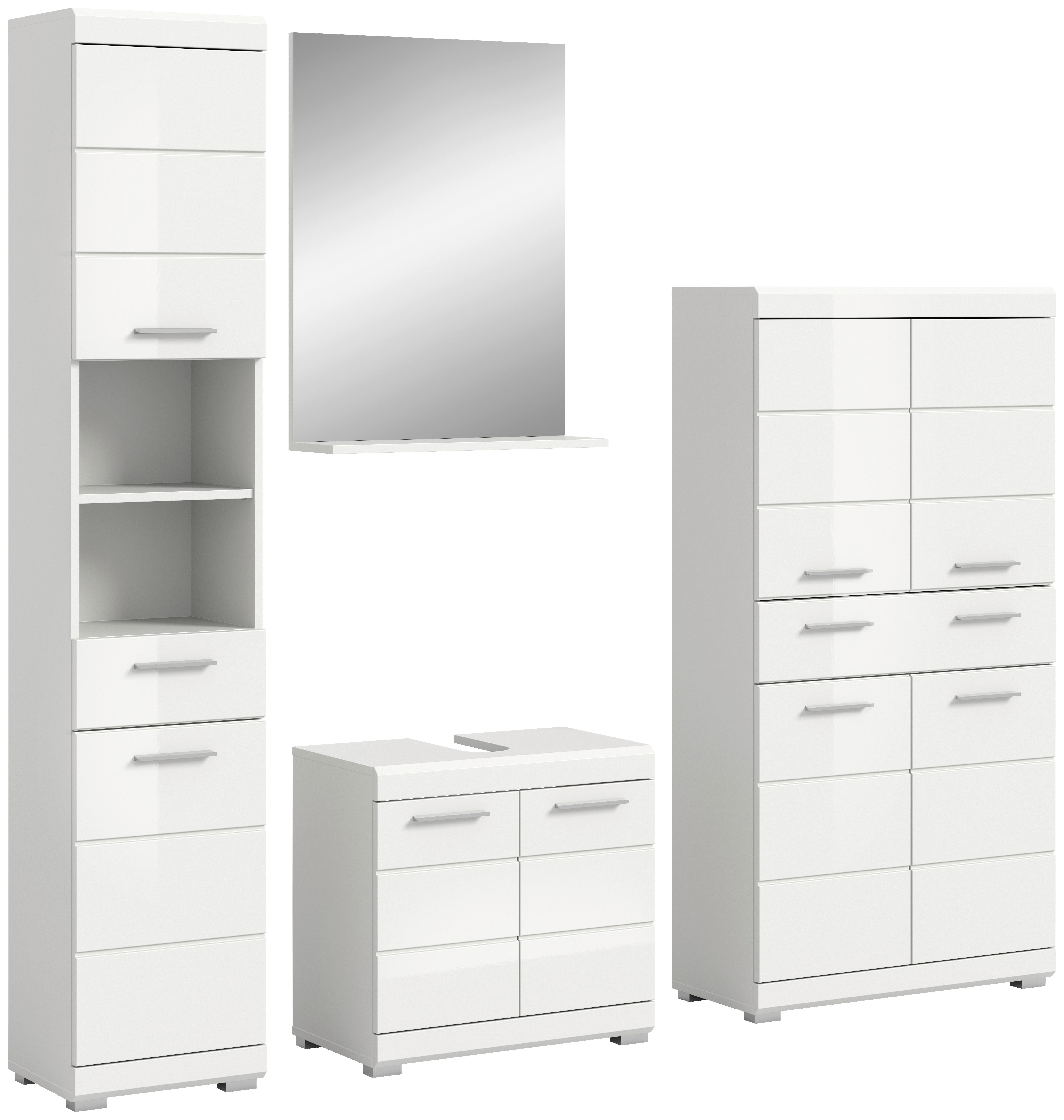 Badezimmer-Set Scout weiß weiß Hochglanz B/H/T: ca. 186x191x34 cm Scout - weiß (186,00/191,00/34,00cm) - xonox.home