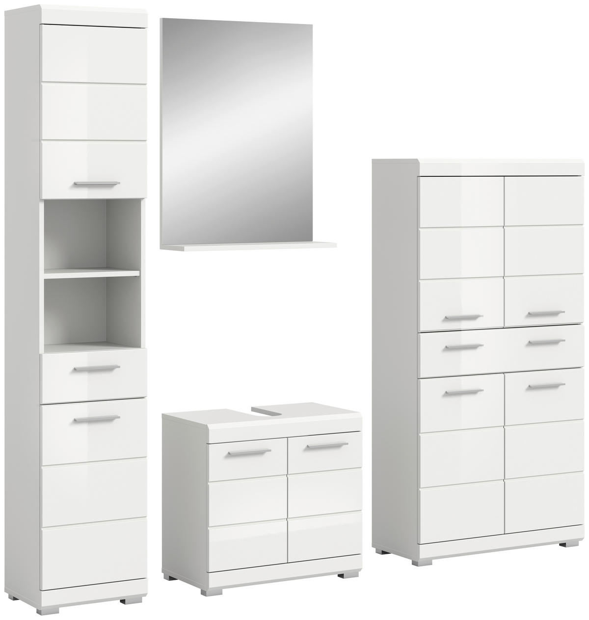 Badezimmer-Set Scout weiß weiß Hochglanz B/H/T: ca. 186x191x34 cm Scout - weiß (186,00/191,00/34,00cm) - xonox.home