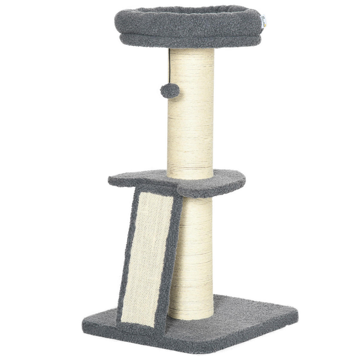 PawHut Kratzbaum cremeweiß Spanplatte B/H/L: ca. 48x48x92 cm Kratzbaum - dunkelgrau/cremeweiß (92,00/48,00/48,00cm) - PawHut