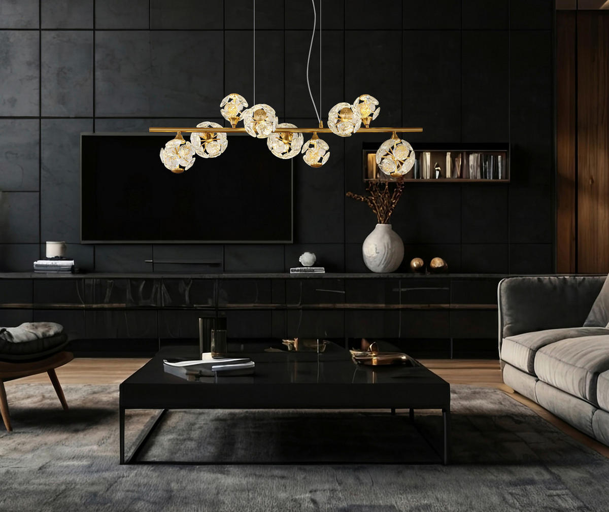 GLOBO LED-Pendelleuchte gold Metall B/H/L: ca. 101x34,5x150 cm LED-Pendelleuchte_Virina - gold (150,00/101,00/34,50cm) - GLOBO