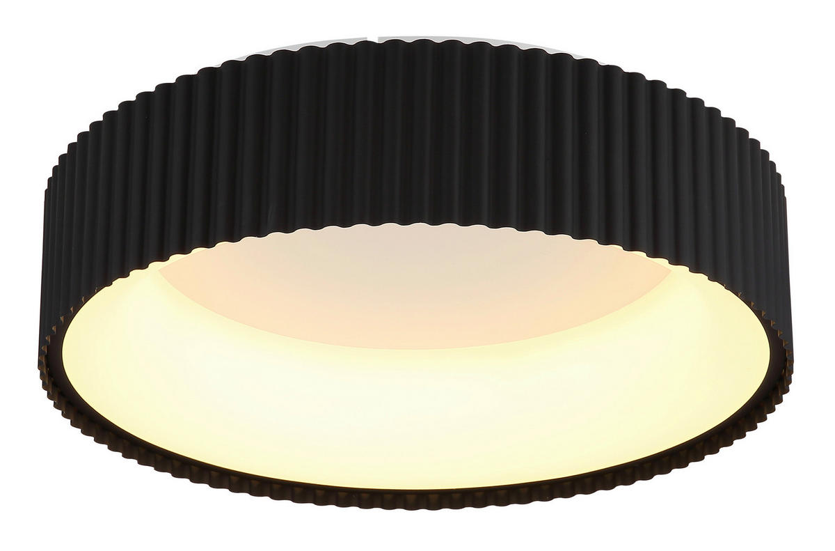 GLOBO LED-Deckenleuchte mattschwarz Opal weiß Acryl Metall H/D: ca. 13x46 cm 1 Brennstellen KEMP - weiß/Opal (46,00/13,00cm) - GLOBO