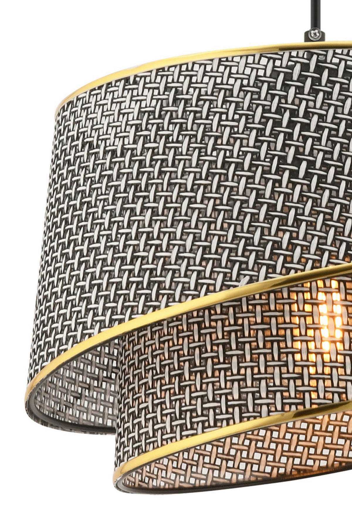 Opviq Pendelleuchte gold grau Stoff Metall B/H/L: ca. 32x65x32 cm E27 1 Brennstellen Barette Hazeran - gold/grau (32,00/32,00/65,00cm) - Opviq