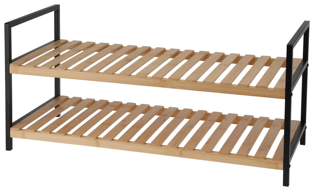 Schuhregal schwarz Bambus B/H/L: ca. 69,5x33x5,8 cm Schuhregal_2lagig - schwarz (5,80/69,50/33,00cm)