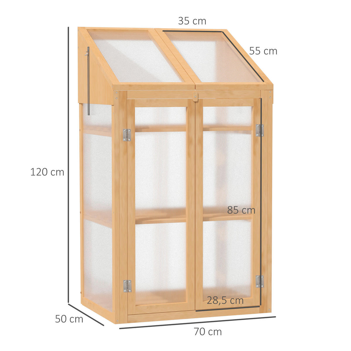 Outsunny Gewächshaus B/H/L: ca. 50x120x70 cm Gewächshaus - braun (70,00/50,00/120,00cm) - Outsunny