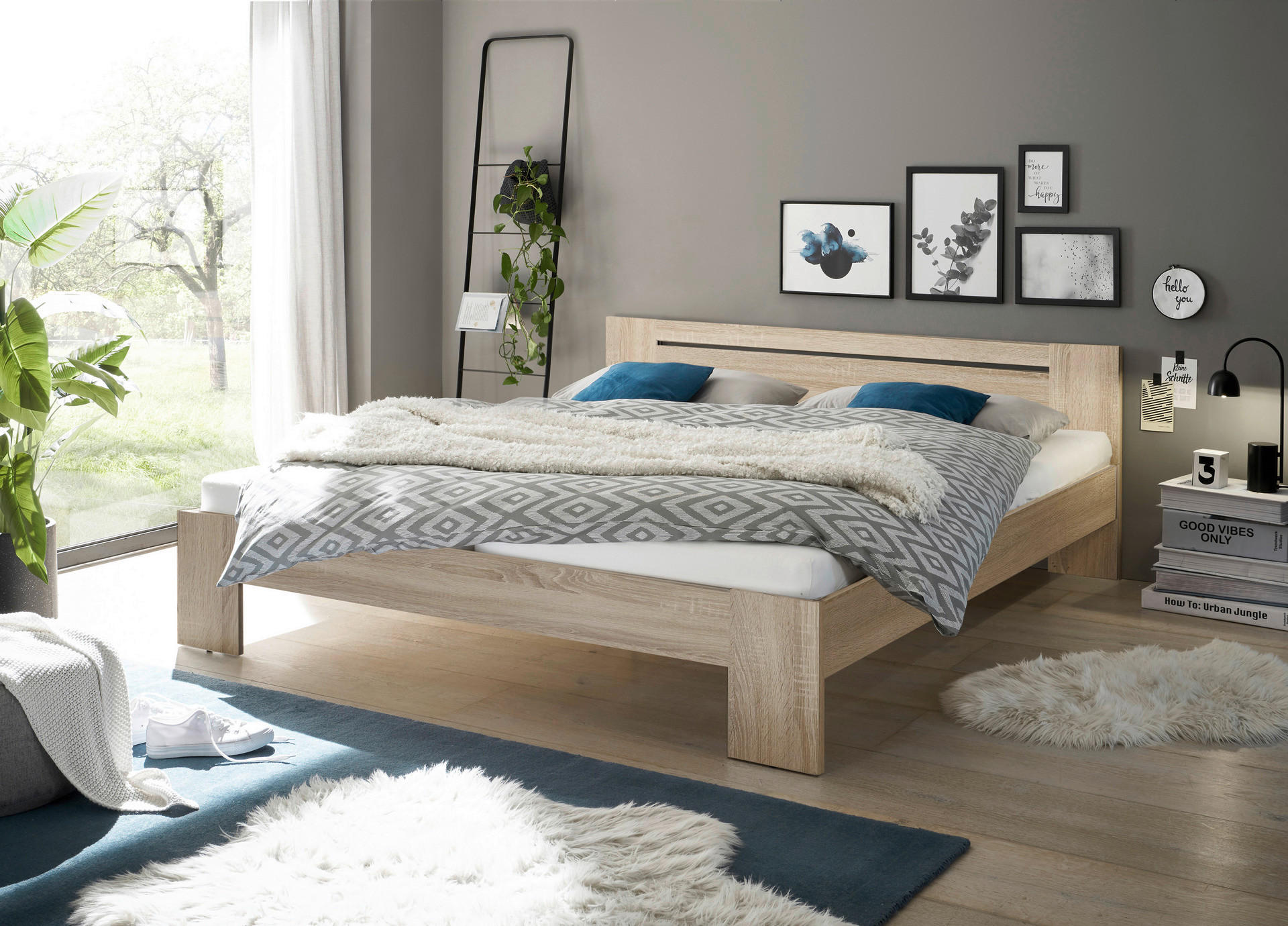 Futonbett Cannes Eiche Sonoma Nachbildung Liegefläche B/L: ca. 180x200 cm Cannes - Eiche (185,00/71,00/204,00cm)