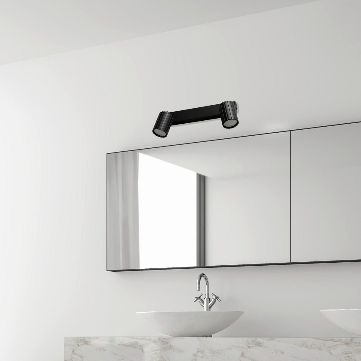 Lamkur Strahler schwarz Stahl B/H/L: ca. 6,5x16,5x30 cm 2 Brennstellen Prisma - schwarz (30,00/6,50/16,50cm) - Lamkur