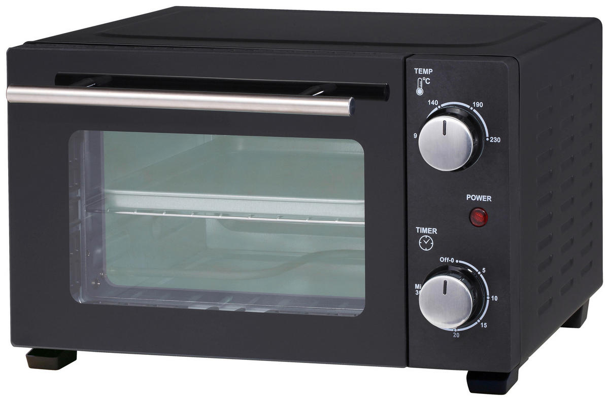 WKM Mini-Backofen PO-800.10W schwarz Metall B/H/T: ca. 37x30x23 cm ca. 10 l Mini-Backofen 10l PO-800.10W - schwarz (37,00/30,00/23,00cm) - WKM