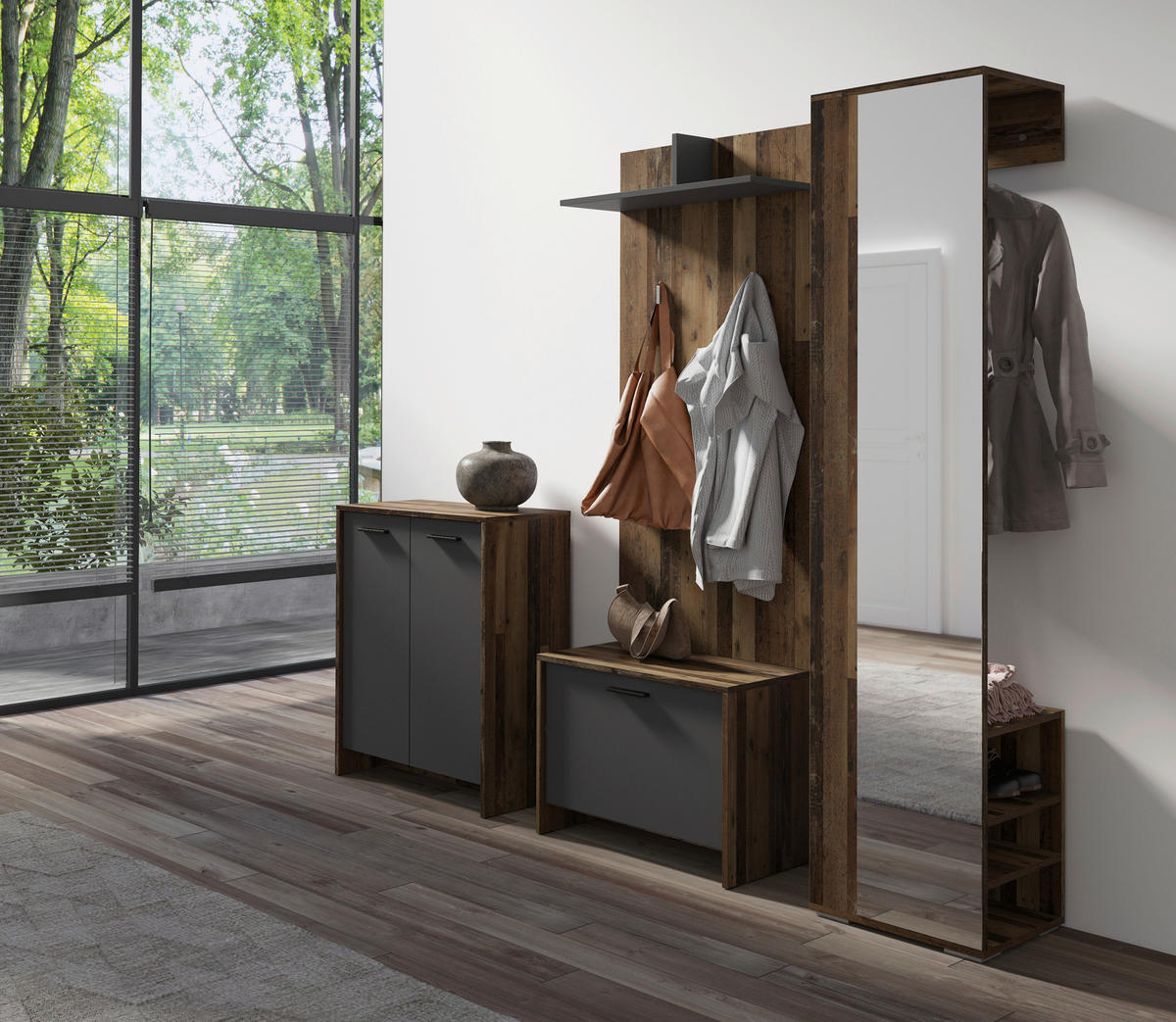 Hochschrank BEN Eiche Old Wood Nachbildung B/H/T: ca. 40x184x35 cm BEN - Eiche (40,00/184,00/35,00cm) - byLIVING
