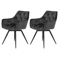 Stuhl Florentina 2er Set anthrazit Vintage Samtoptik B/H/T: ca. 49x84x63 cm Florentina 2er Set - schwarz/anthrazit (49,00/84,00/63,00cm) - Hela