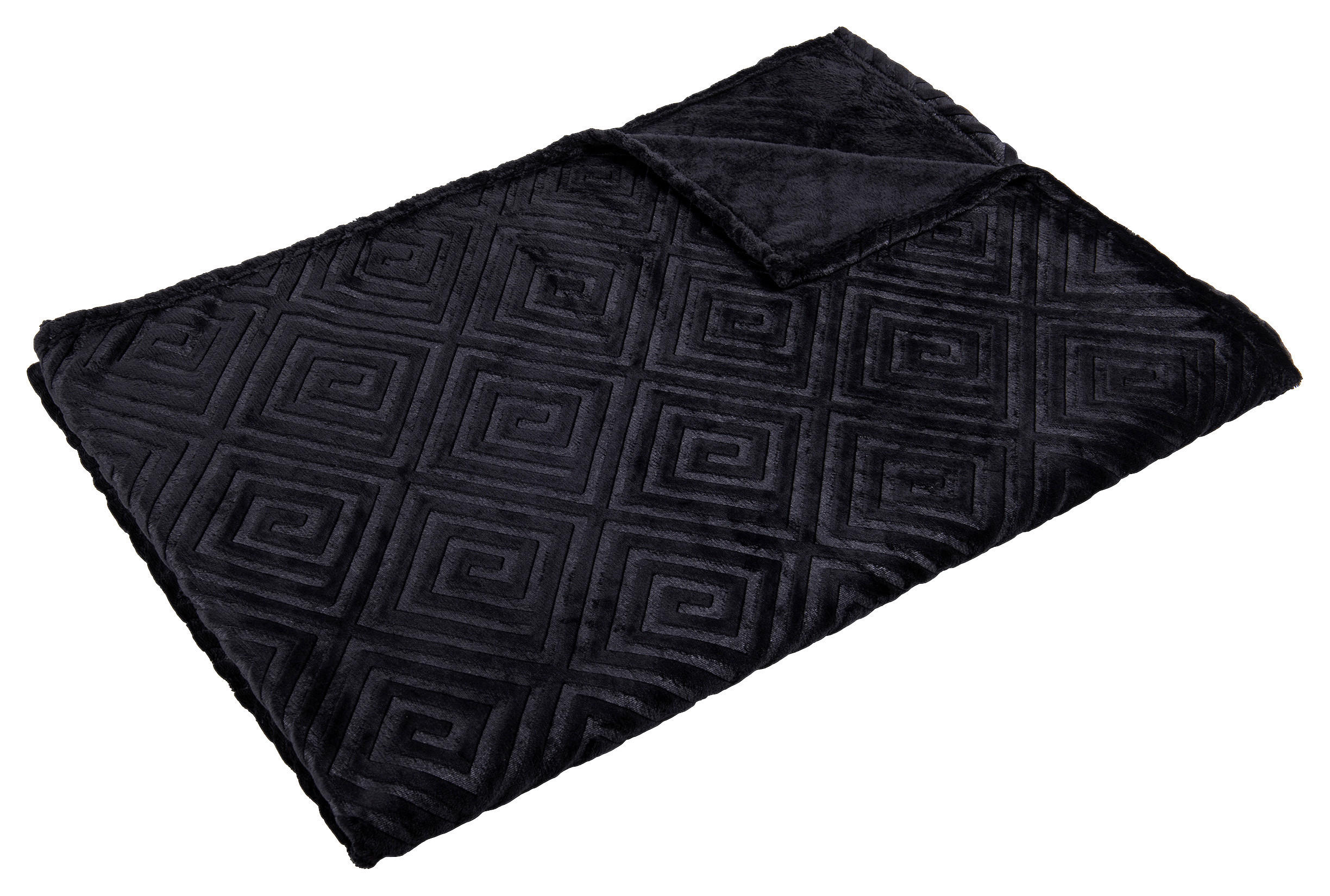 Flanelldecke Flanelldecke_XXL_Mäander 160x220cm - schwarz (160,00/220,00cm)