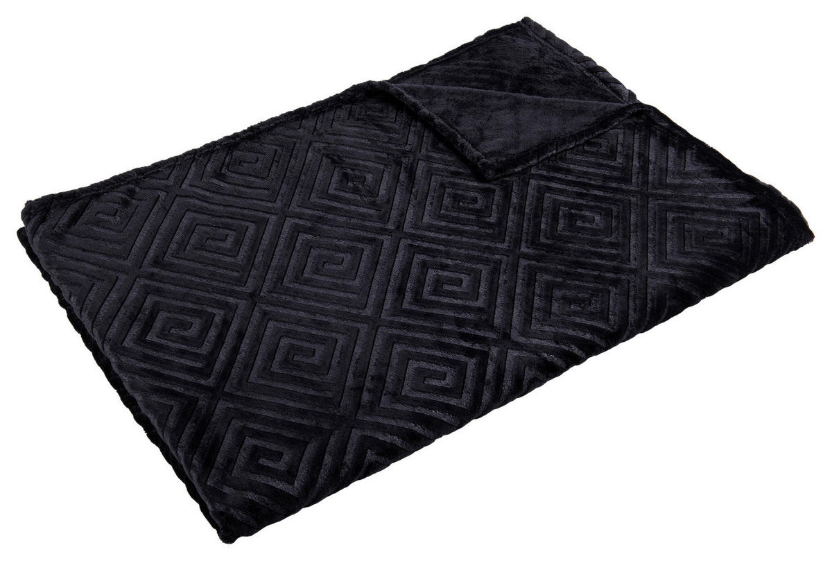 Flanelldecke Flanelldecke_XXL_Mäander 160x220cm - schwarz (160,00/220,00cm)