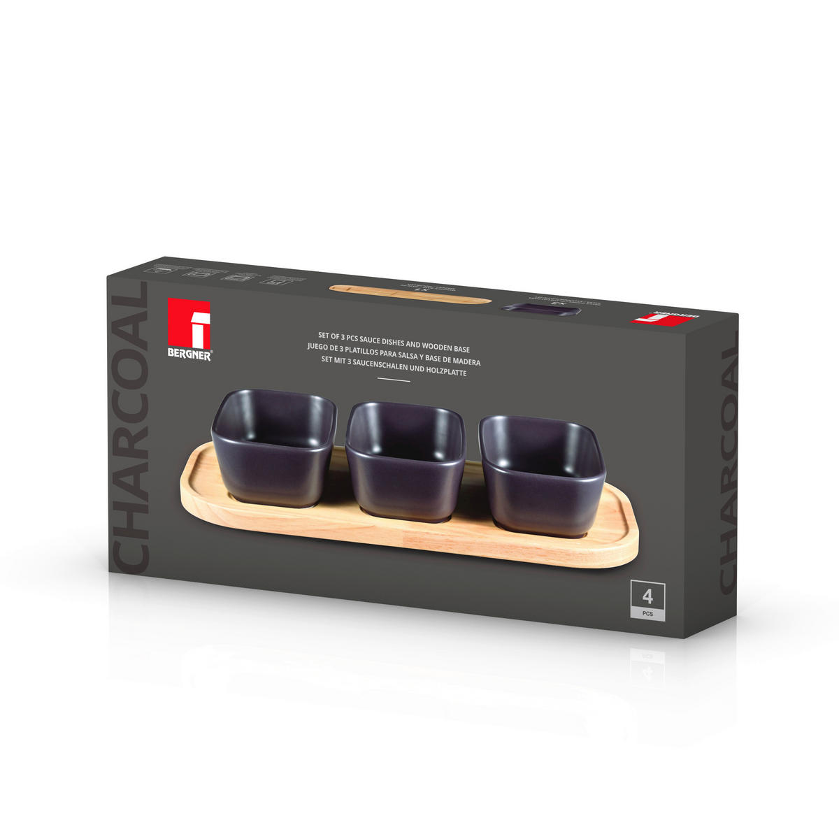 BERGNER Untertassenformen CHARCOAL schwarz Holz B/H/L: ca. 16x7,5x35 cm CHARCOAL - schwarz (35,00/16,00/7,50cm) - BERGNER