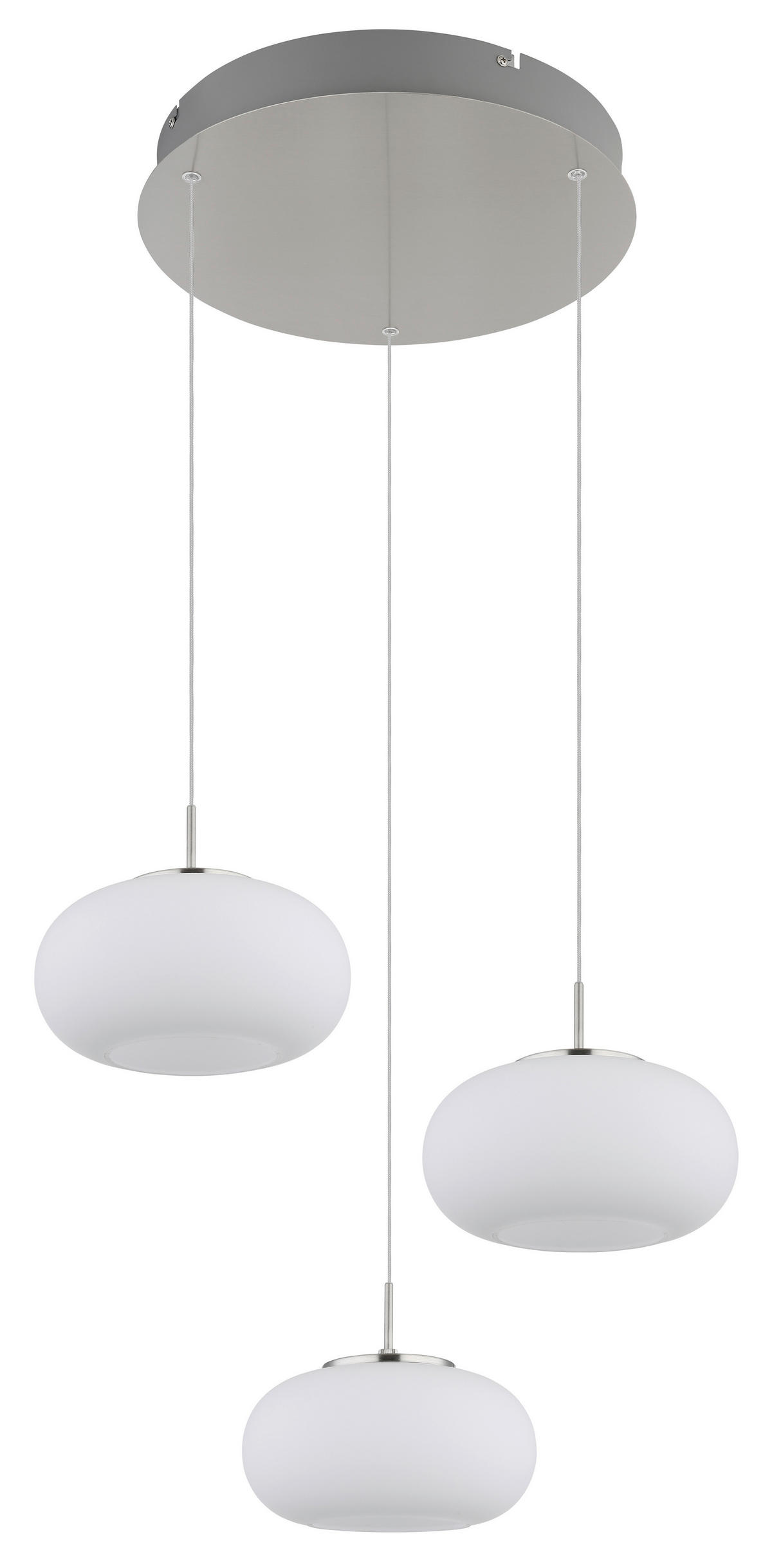 GLOBO LED-Pendelleuchte nickel matt transparent Opal Glas Metall H/D: ca. 150x49 cm 1.0 Brennstellen QUINTARA - nickel matt/Opal (49,00/150,00cm) - GLOBO