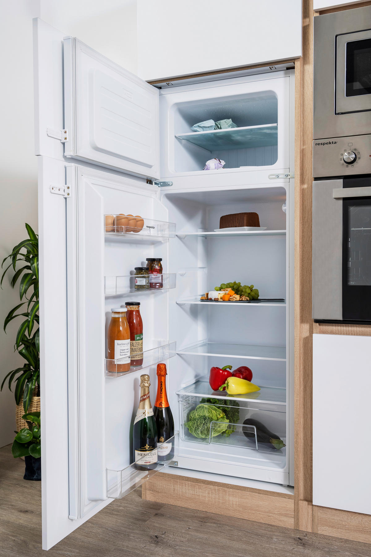 Respekta Küchenblock Premium grau hochglänzend B/H/T: ca. 345x220,5x60 cm Premium - Eiche/grau (345,00/220,50/60,00cm) - Respekta