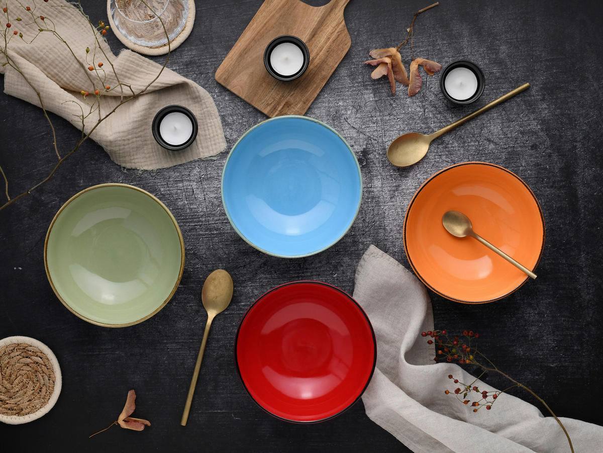CreaTable Schüssel-Set Nature Collection Mediterran bunt Steinzeug Nature Collection Mediterran - bunt - CreaTable