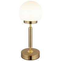 GLOBO LED-Tischleuchte Opal messing Glas Metall H/D: ca. 28,5x11,5 cm 1 Brennstellen HAKU - messing/Opal (11,50/28,50cm) - GLOBO