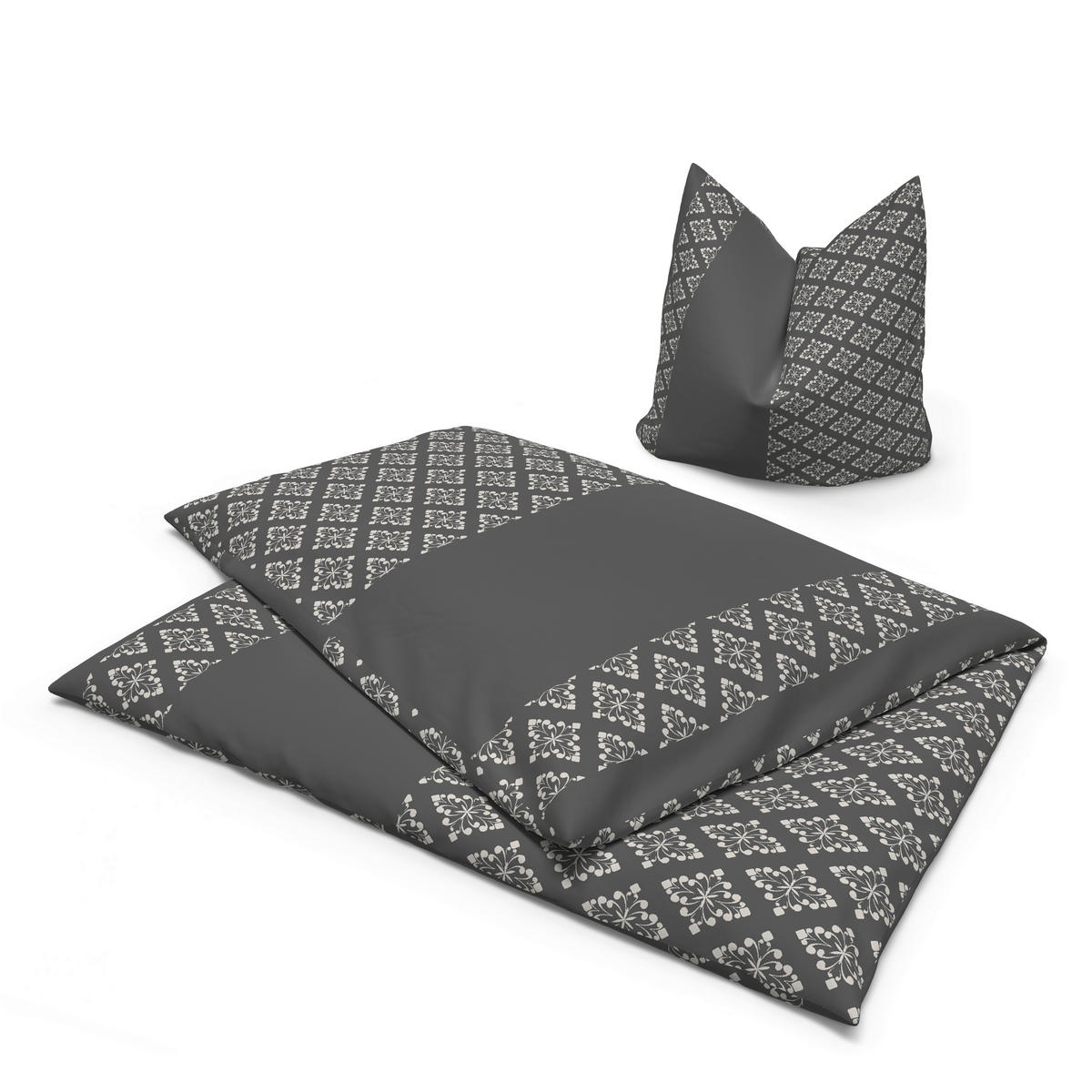 Microfaser Bettwäsche Bettwäsche_Microfaser Karo grau - grau (135,00/200,00cm)